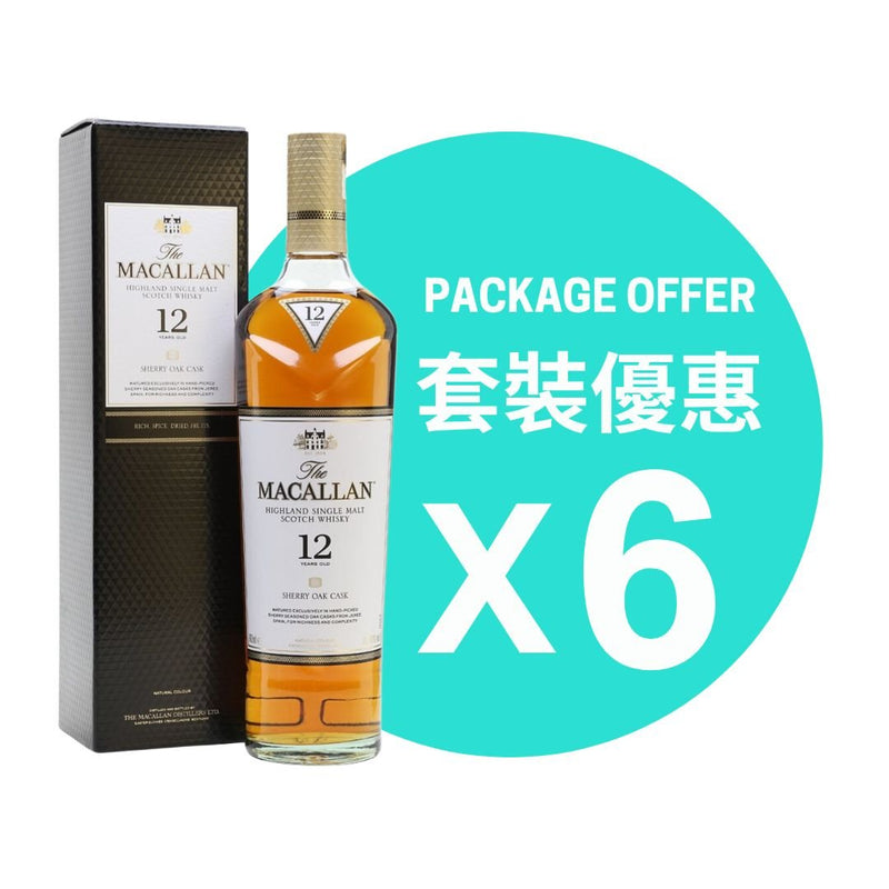 Macallan 12 Years Old Sherry Oak Single Malt Scotch Whisky (6 - Bottle Set) - Open Bottle