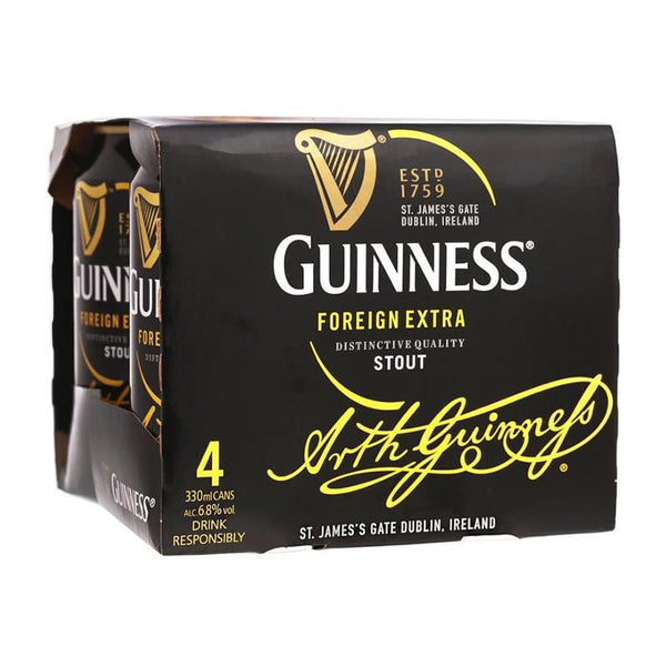 Guinness Foreign Extra Stout (4-Can Set) - Open Bottle