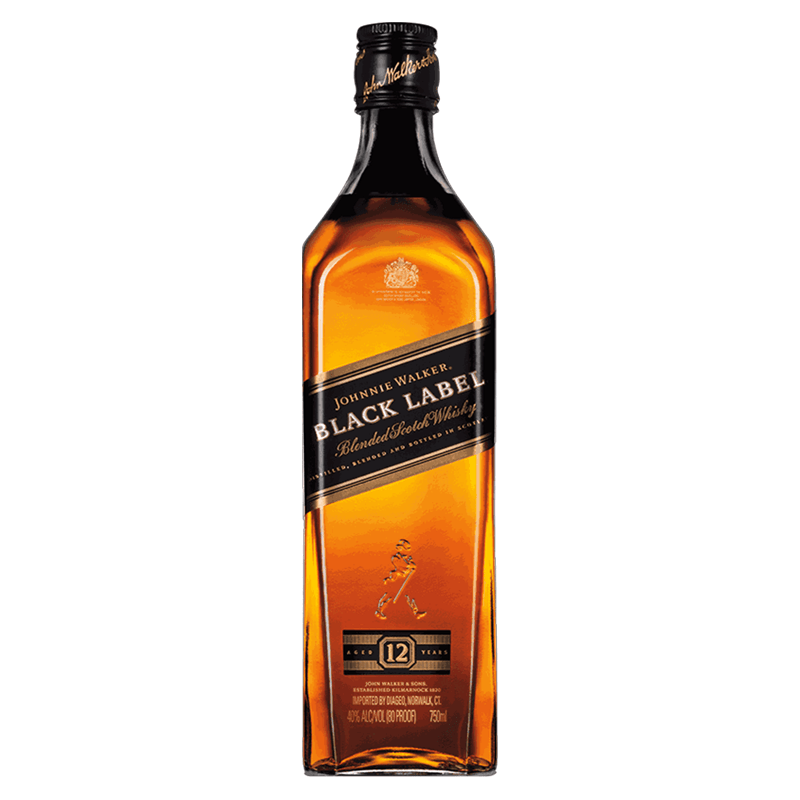 Johnnie Walker Black Label 12 Years Old Blended Scotch Whisky - Open Bottle