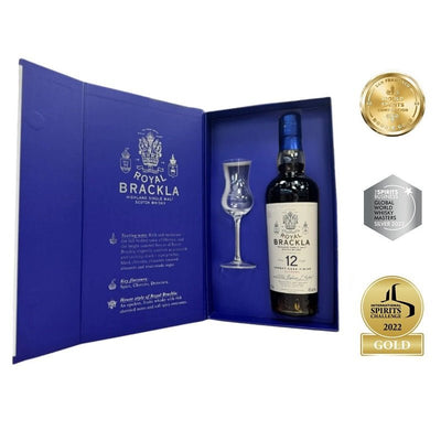 Royal Brackla 12 Years Old Oloroso Sherry Cask Finish Single Malt Scotch Whisky (Nosing Glass Gift Set)