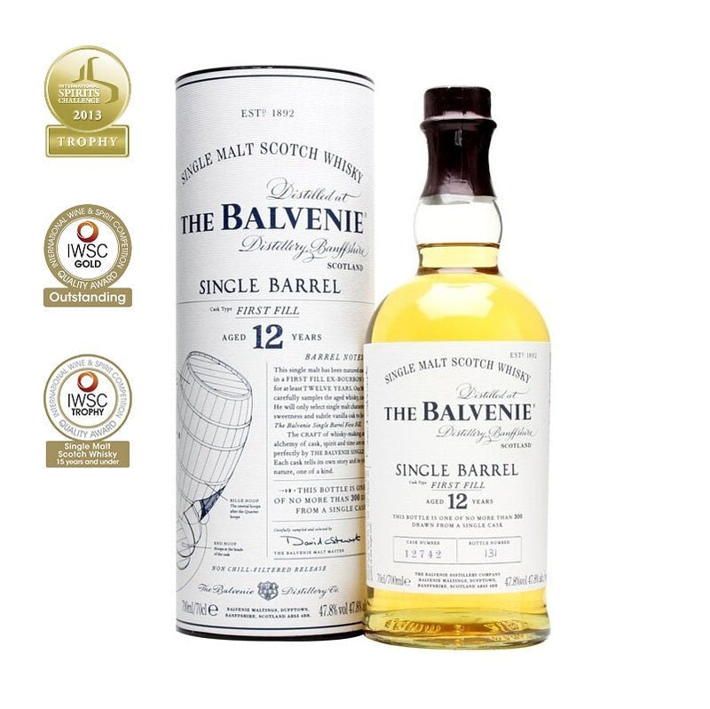 The Balvenie Single Barrel First Fill 12 Years Old Single Malt Scotch Whisky - Open Bottle